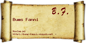 Bums Fanni névjegykártya