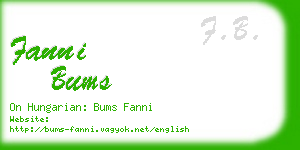 fanni bums business card